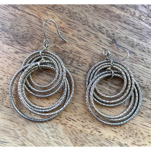 Gold bronze multi hoop statement earrings - Picture 2 of 3